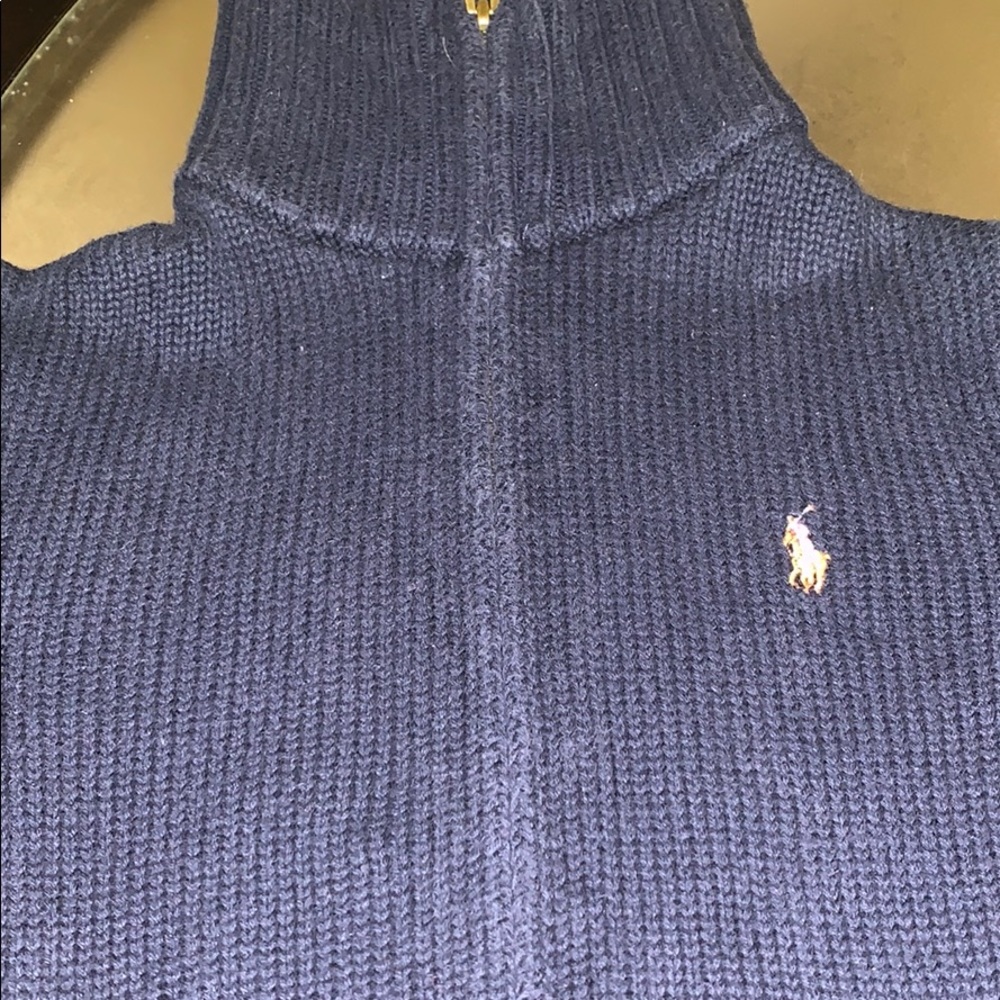 Navy blue zip up sweater